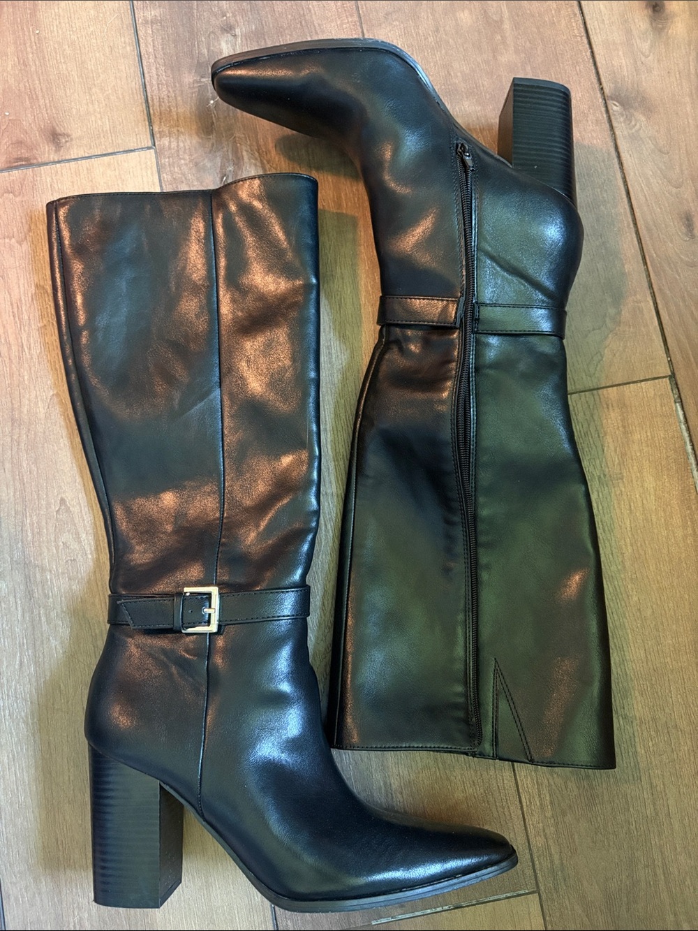 Unisa Black Knee High Block Heel Boots